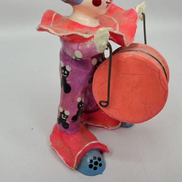 Vintage Creepy Scary Dirty Halloween Clown Figurines Paper Mache Nightmare Fuel - Picture 8 of 10